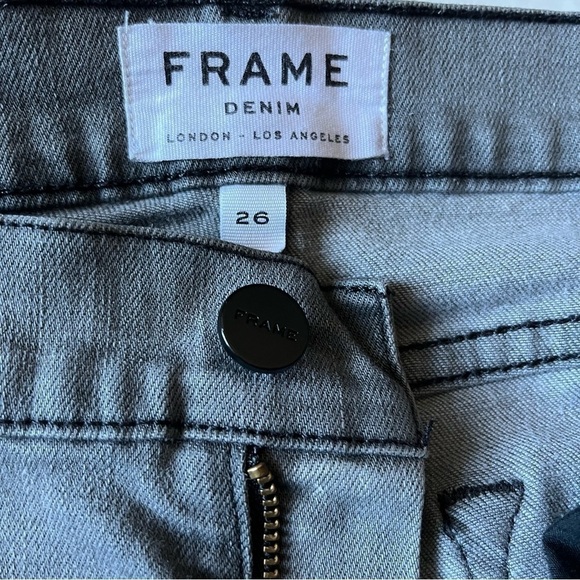 Frame Le Garcon Low to Mid Rise Skinny Jeans Gray Distressed Busted Knee Sz 26 - Picture 12 of 14
